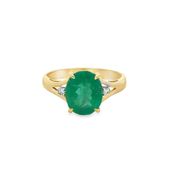 2.41 CT Emerald & Diamond 14K Yellow Gold Ring