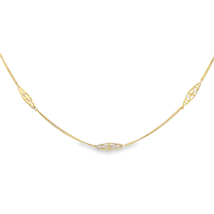 14K Yellow Gold Decorative Chain Necklace
