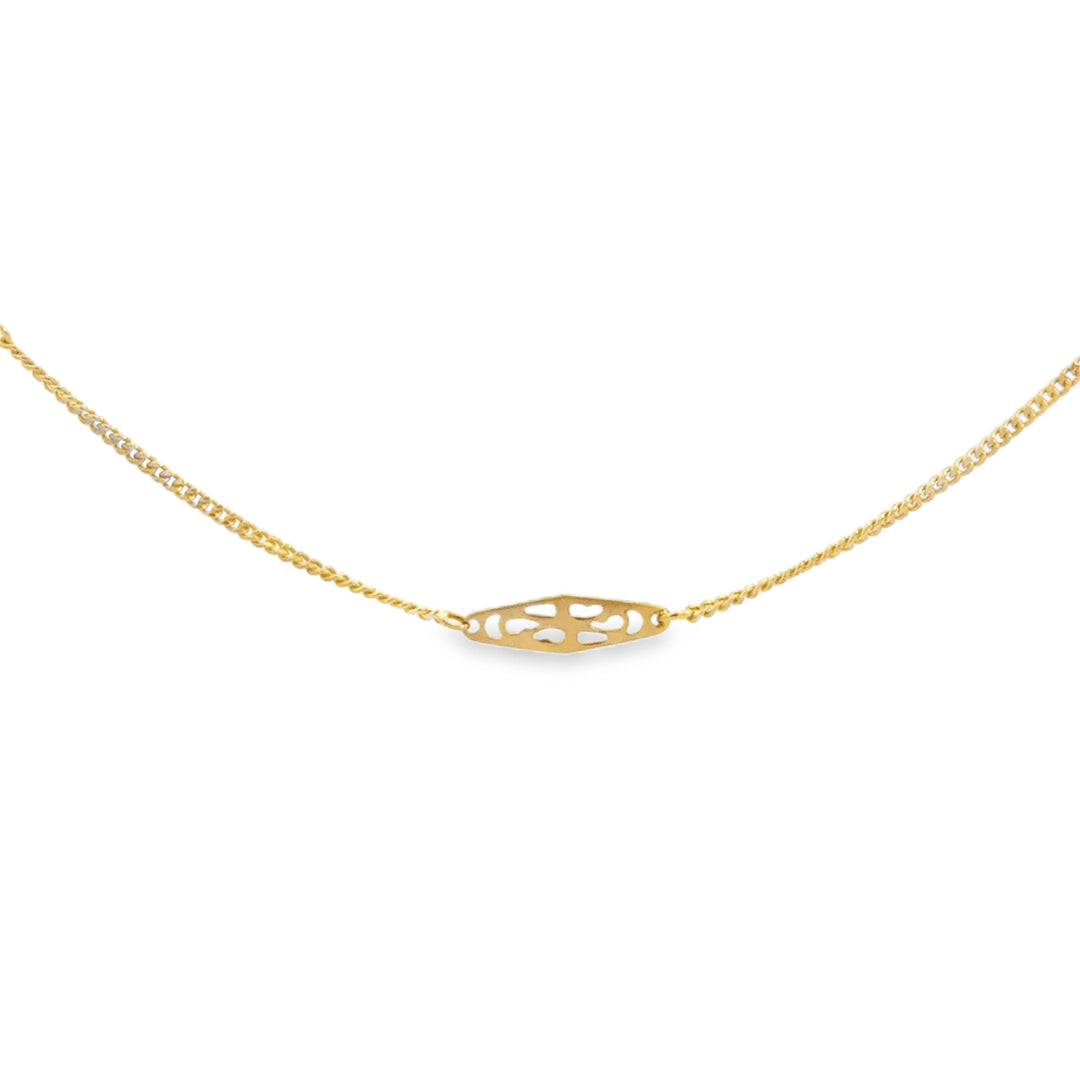 14K Yellow Gold Decorative Chain Necklace