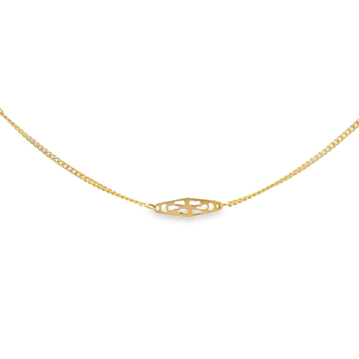 14K Yellow Gold Decorative Chain Necklace