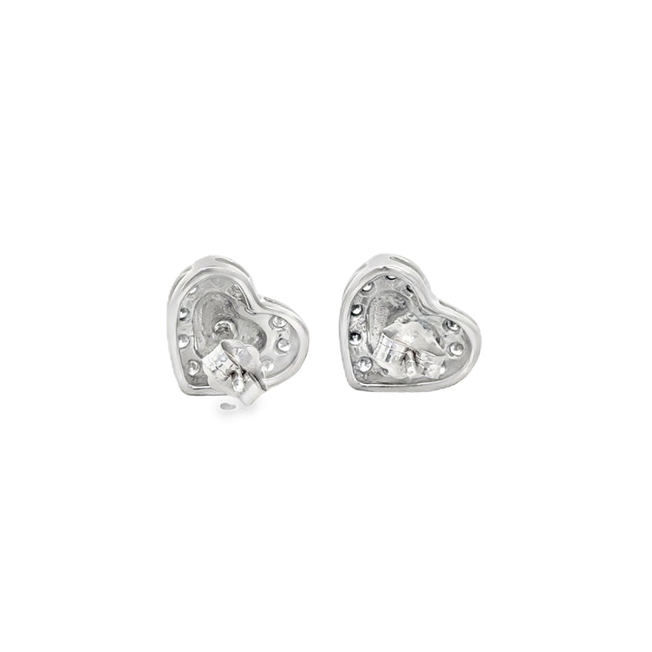 Diamond 14K White Gold Heart Stud Earrings