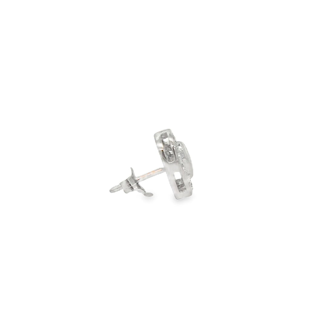 Diamond 14K White Gold Heart Stud Earrings