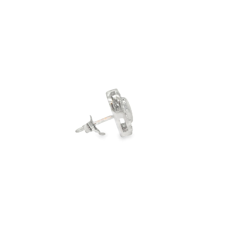 Diamond 14K White Gold Heart Stud Earrings