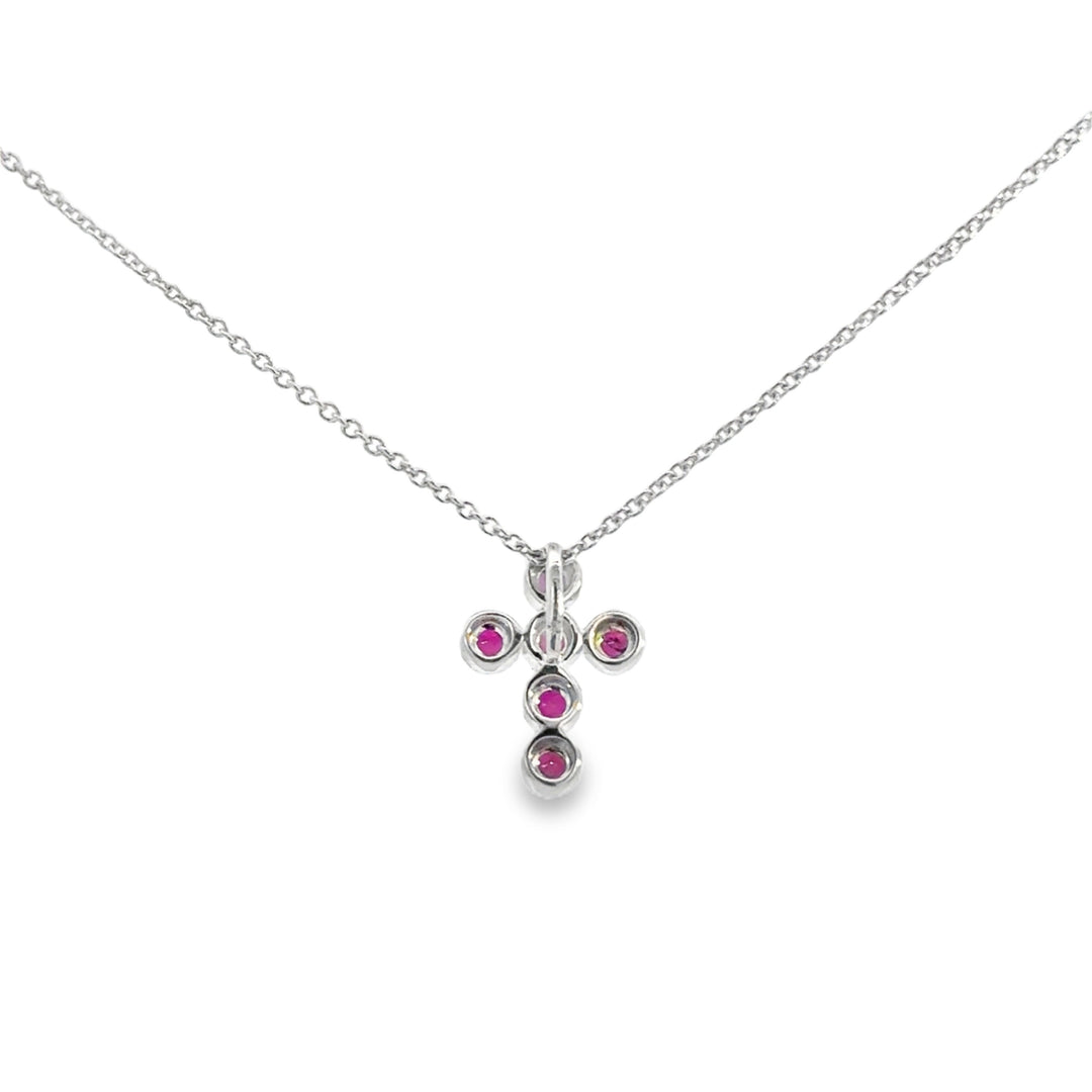 0.22 CTW Ruby 14K White Gold Cross Necklace