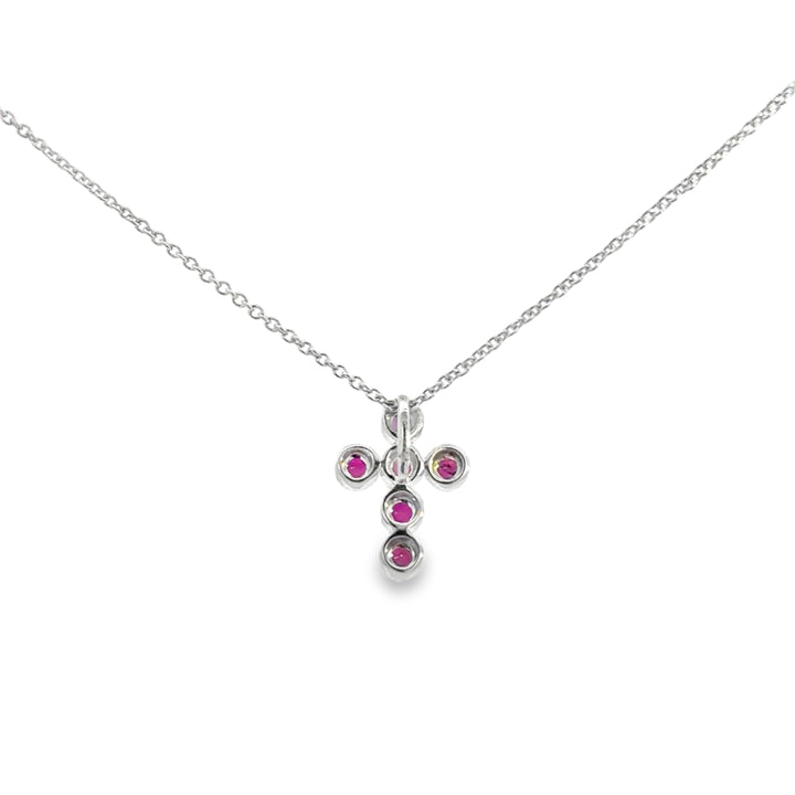 0.22 CTW Ruby 14K White Gold Cross Necklace