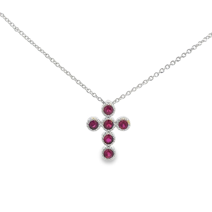 0.22 CTW Ruby 14K White Gold Cross Necklace