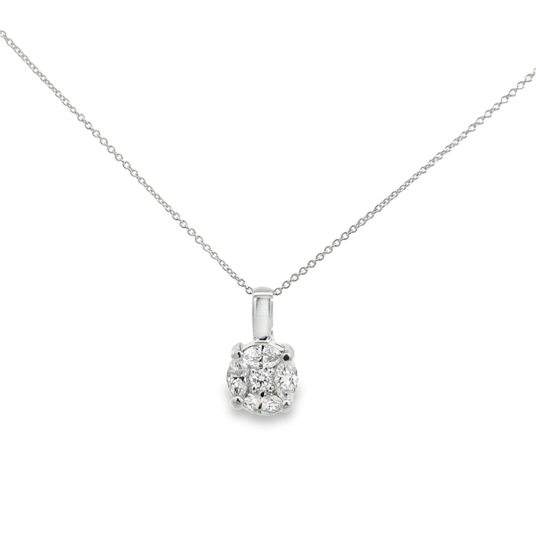 0.85 CTW Diamond 14K White Gold Pendant Necklace