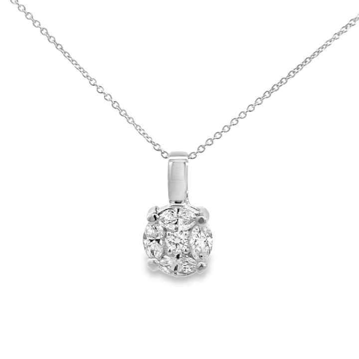 0.85 CTW Diamond 14K White Gold Pendant Necklace