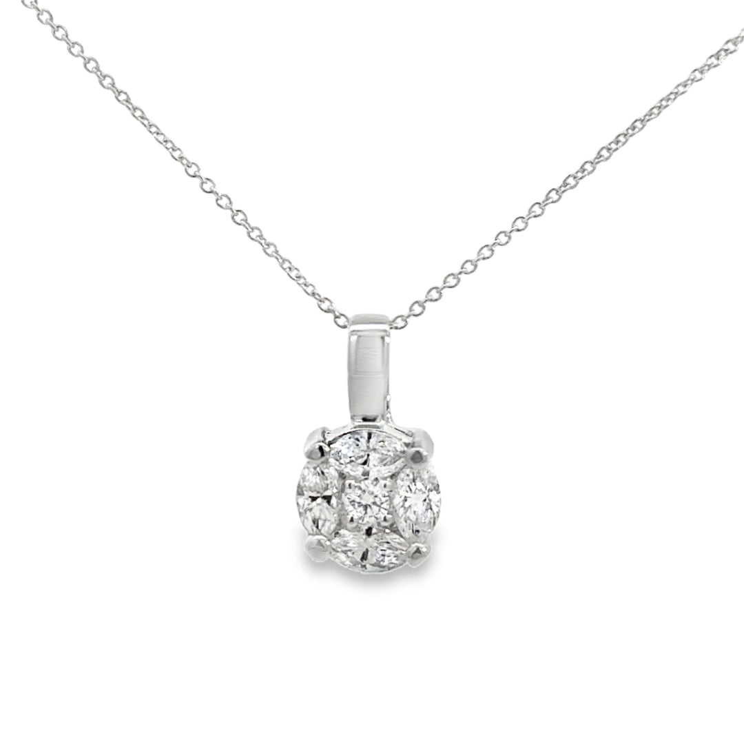 0.85 CTW Diamond 14K White Gold Pendant Necklace