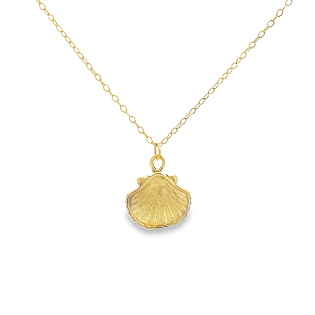14K Yellow Gold Shell Pendant Necklace