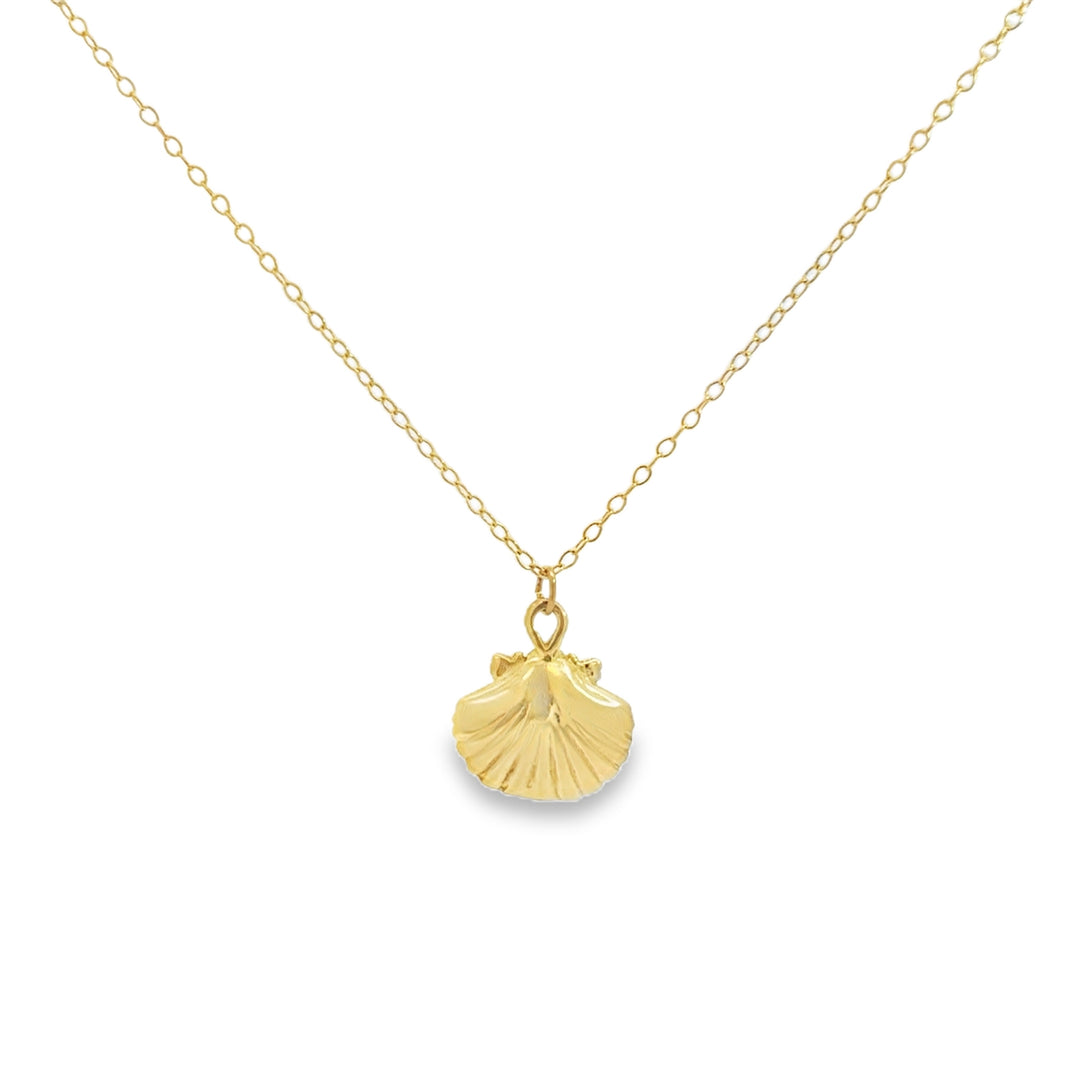 14K Yellow Gold Shell Pendant Necklace