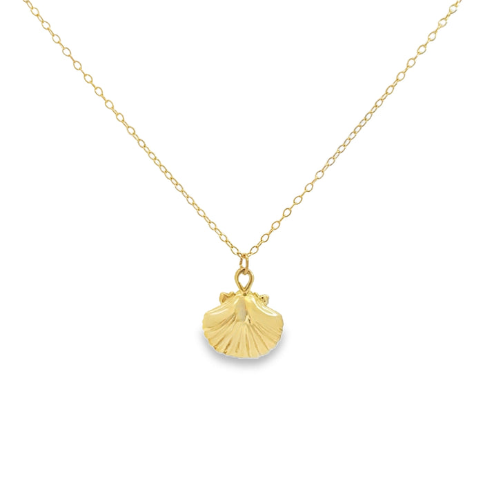 14K Yellow Gold Shell Pendant Necklace