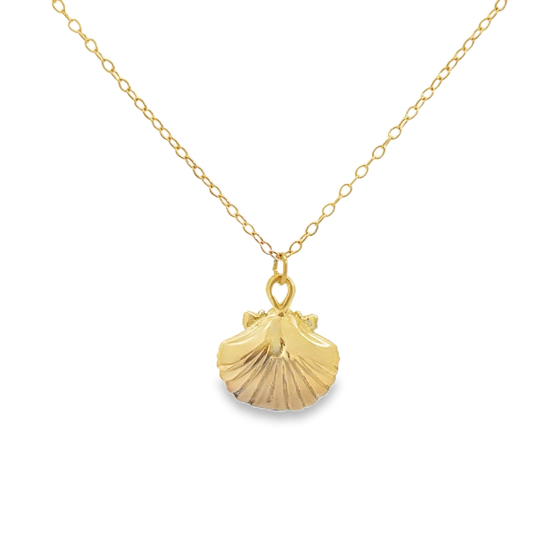 14K Yellow Gold Shell Pendant Necklace