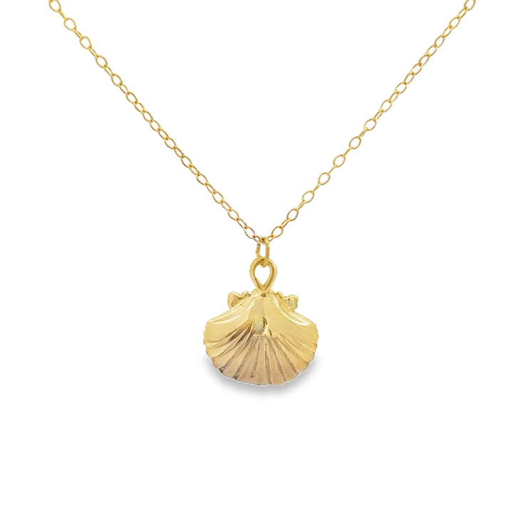 14K Yellow Gold Shell Pendant Necklace