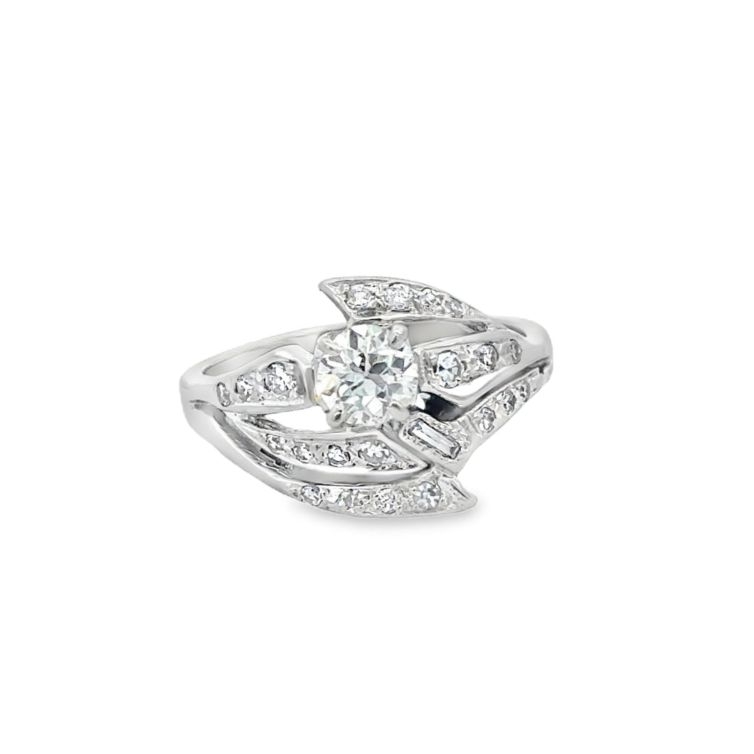 0.75 CTW Diamond Platinum Antique Engagement Ring