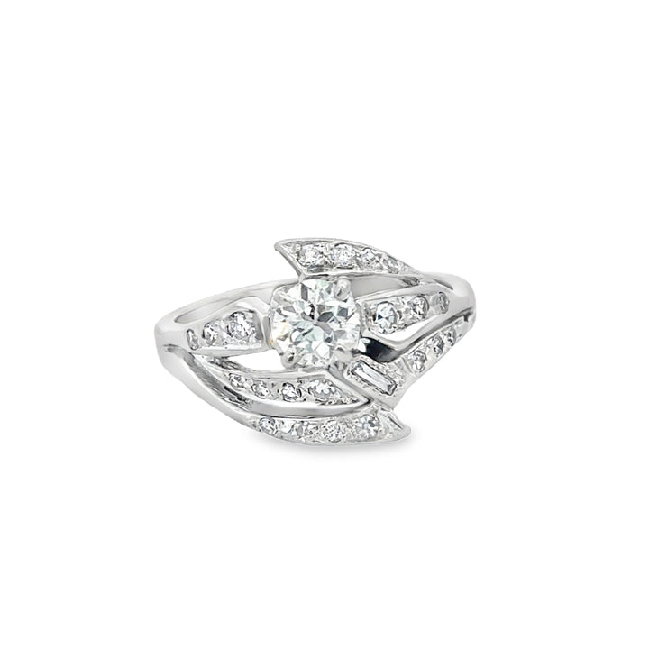 0.75 CTW Diamond Platinum Antique Engagement Ring