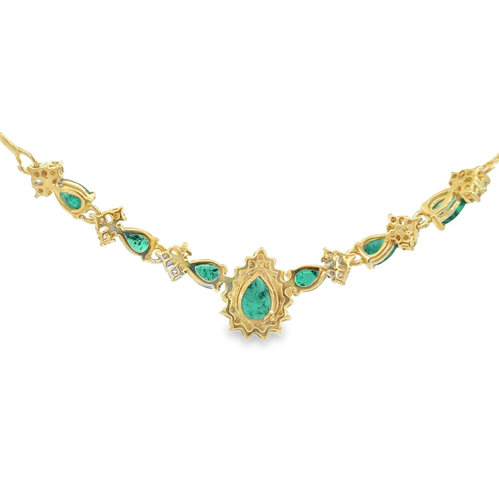 1.50 CTW Emerald & 0.60 CTW Diamond 14K Yellow Gold Necklace