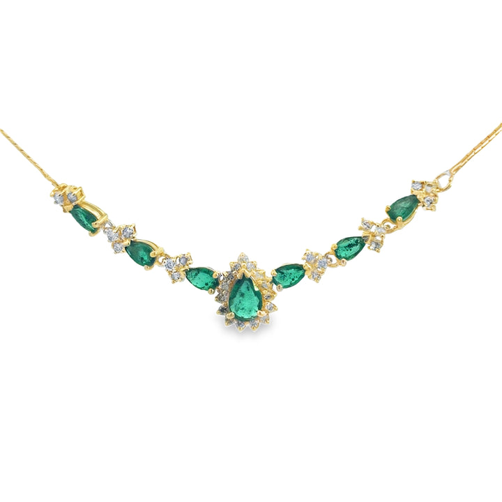 1.50 CTW Emerald & 0.60 CTW Diamond 14K Yellow Gold Necklace