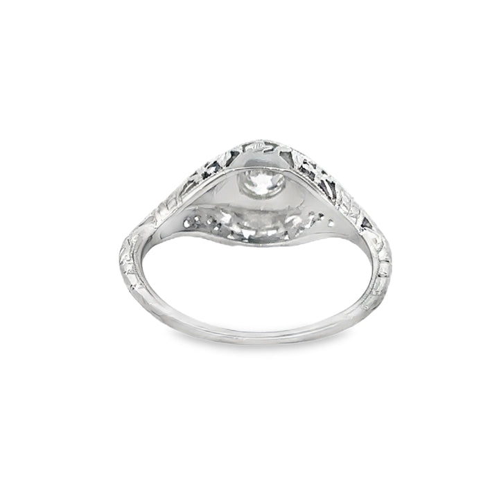 Vintage 0.25 CTW Diamond &amp; Sapphire 18K White Gold Engagement Ring