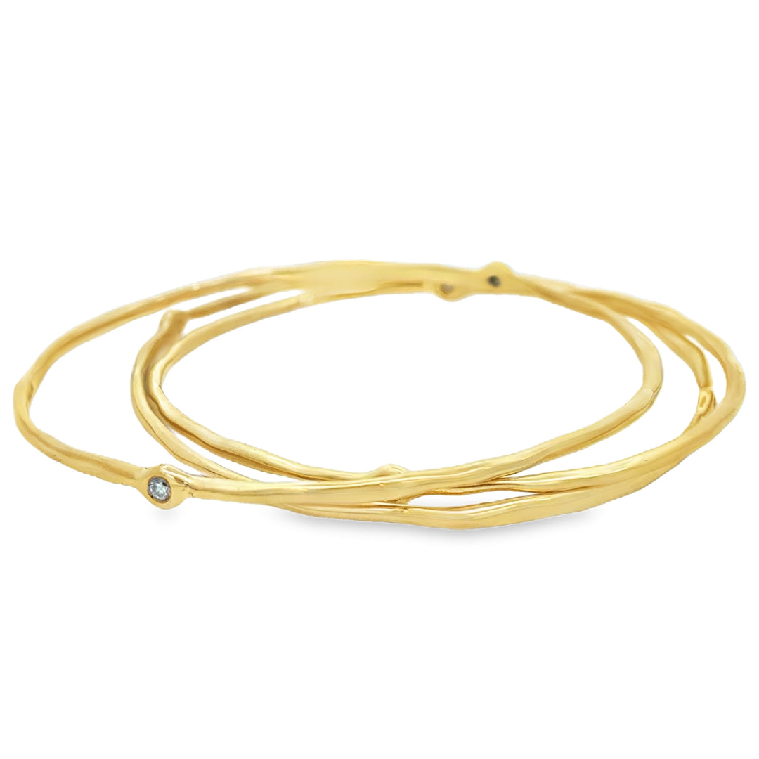 Pre-Owned Ippolita 0.08 CTW Diamond 18K Yellow Gold Bangle Bracelet