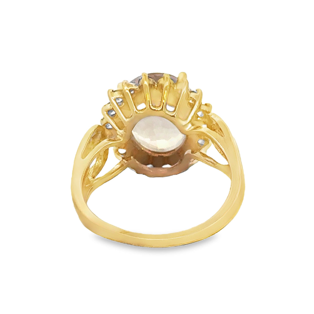 5 CT Morganite & 1.80 CTW Tanzanite 14K Yellow Gold Ring