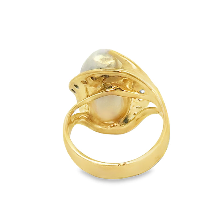 0.30 CTW Diamond 14K Yellow Gold Pearl Ring