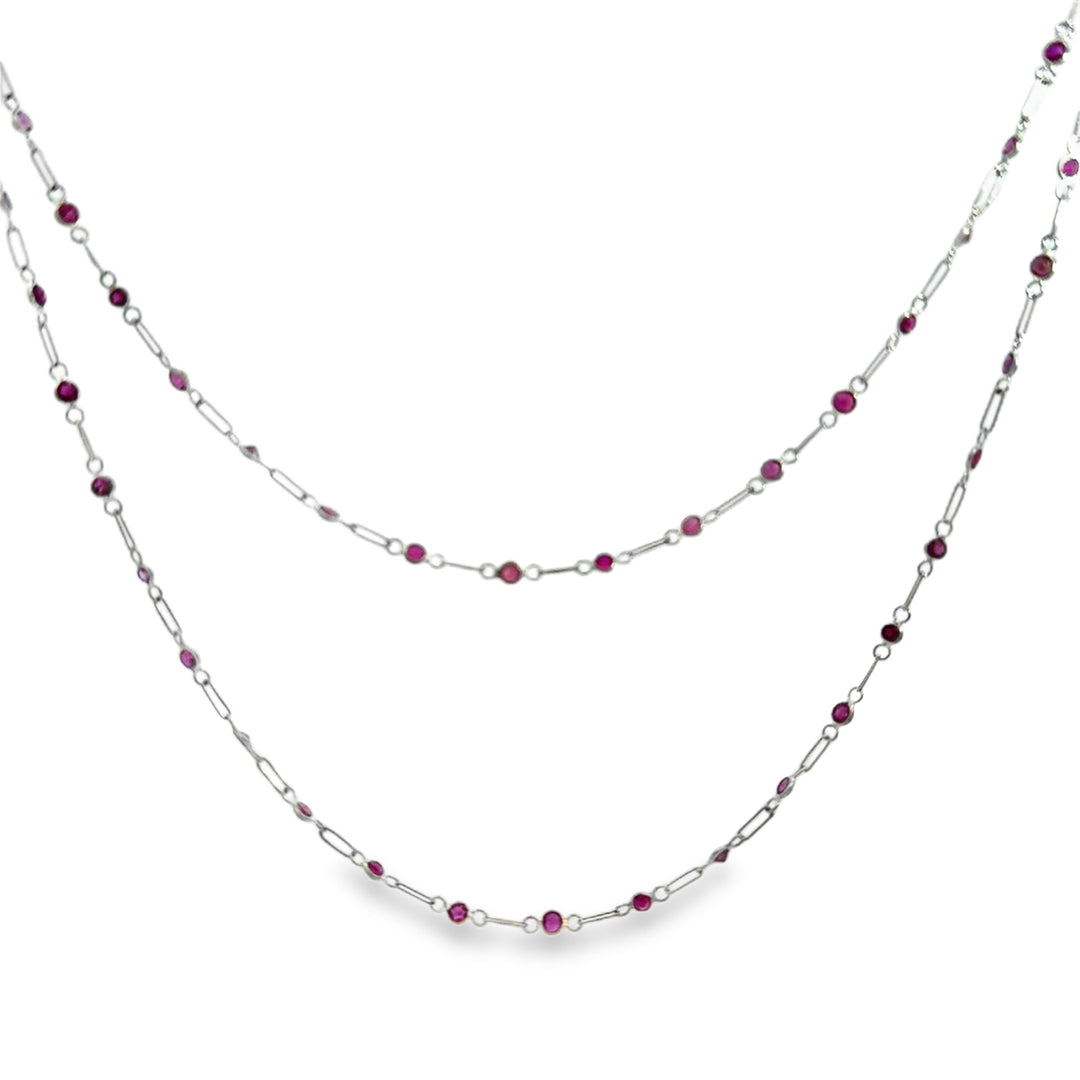 5.50 CTW Ruby Platinum Chain Necklace