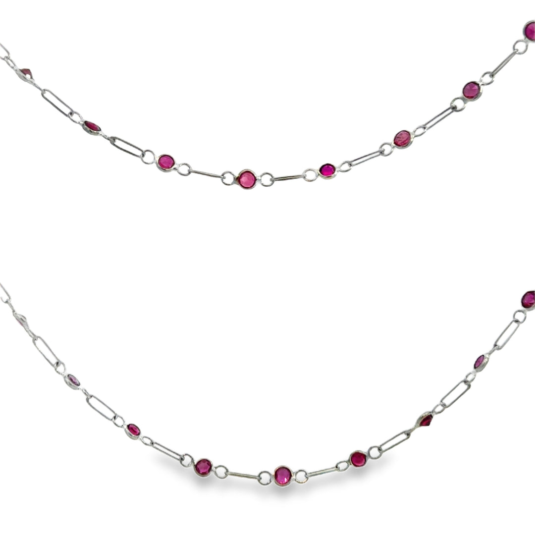 5.50 CTW Ruby Platinum Chain Necklace