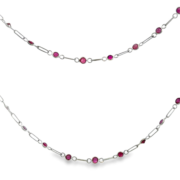 5.50 CTW Ruby Platinum Chain Necklace