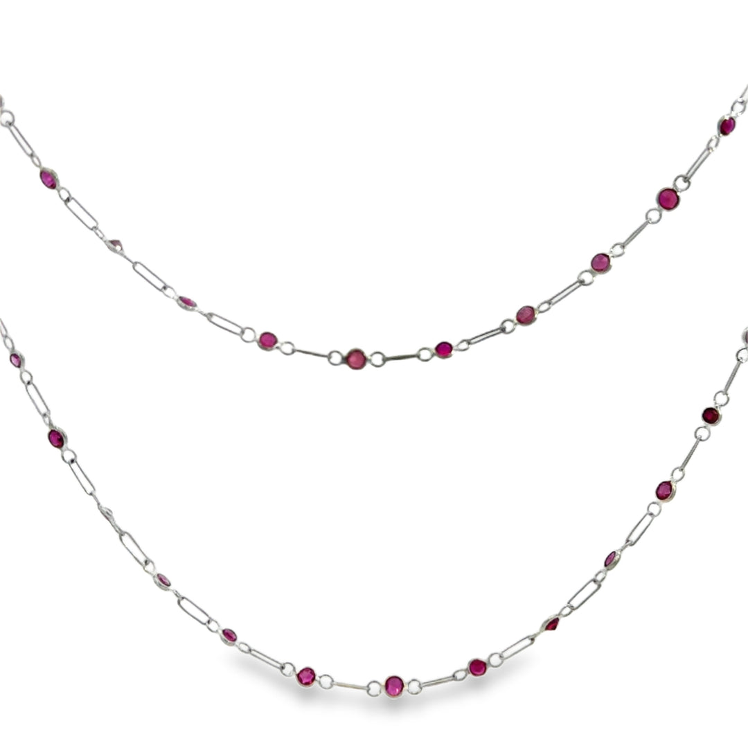 5.50 CTW Ruby Platinum Chain Necklace