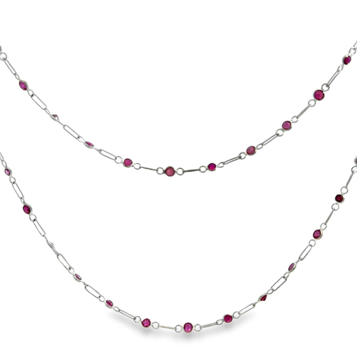 5.50 CTW Ruby Platinum Chain Necklace