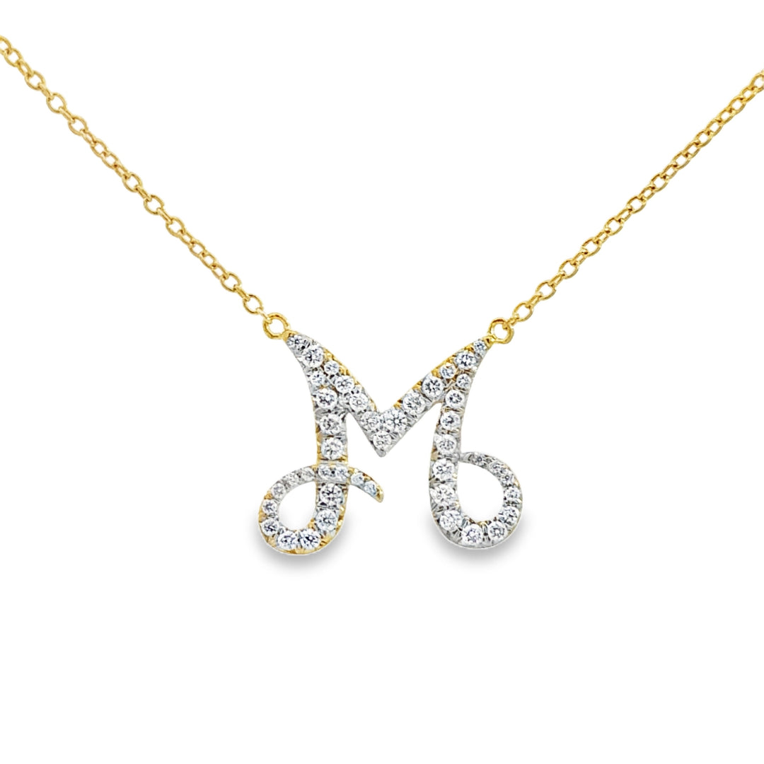 0.65 CTW Pavé Diamond 18K Yellow Gold "M" Station Necklace