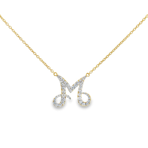 0.65 CTW Pavé Diamond 18K Yellow Gold "M" Station Necklace