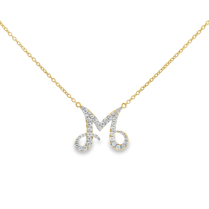 0.65 CTW Pavé Diamond 18K Yellow Gold "M" Station Necklace