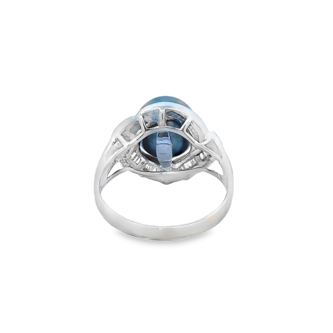 10.5MM South Sea Tahitian Pearl 0.45 CTW Diamond 18K White Gold Ring