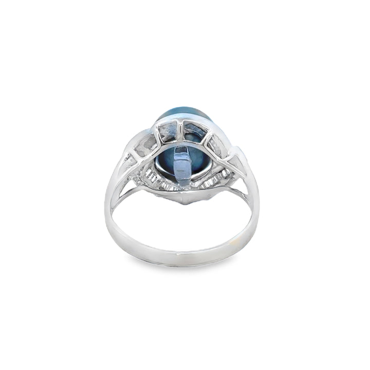 10.5MM South Sea Tahitian Pearl 0.45 CTW Diamond 18K White Gold Ring