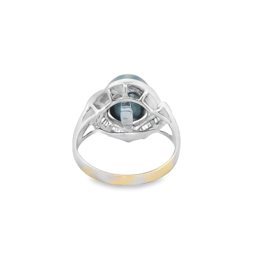 10.5MM South Sea Tahitian Pearl 0.45 CTW Diamond 18K White Gold Ring