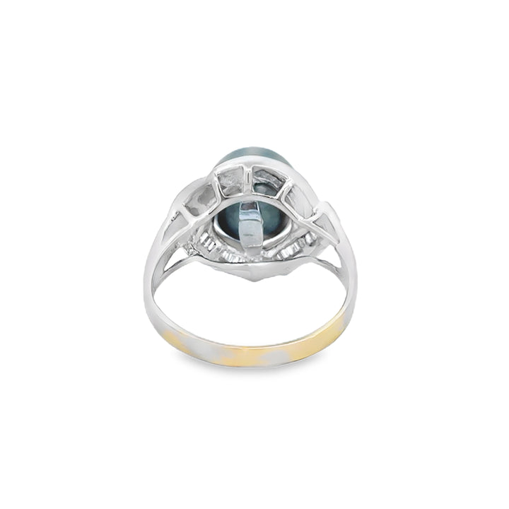 10.5MM South Sea Tahitian Pearl 0.45 CTW Diamond 18K White Gold Ring