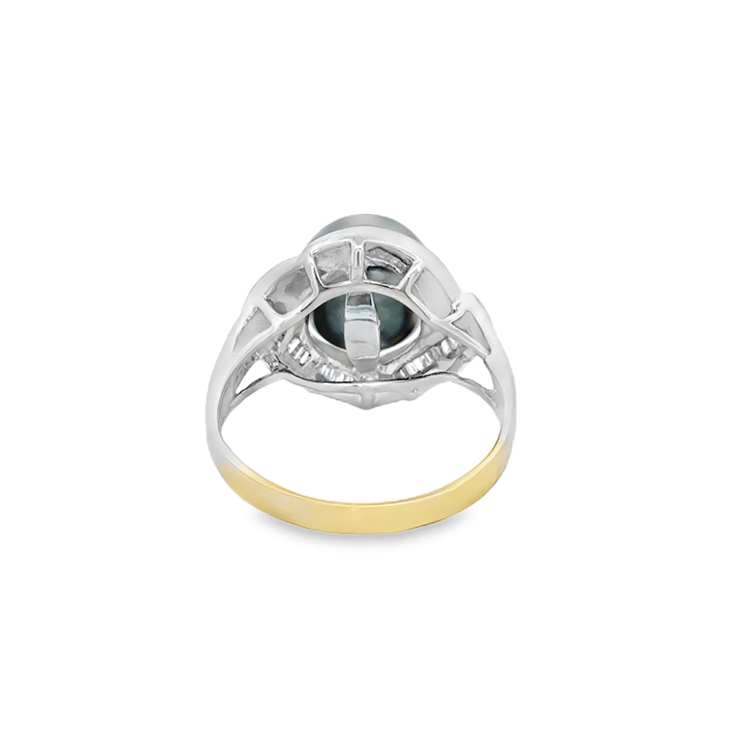 10.5MM South Sea Tahitian Pearl 0.45 CTW Diamond 18K White Gold Ring