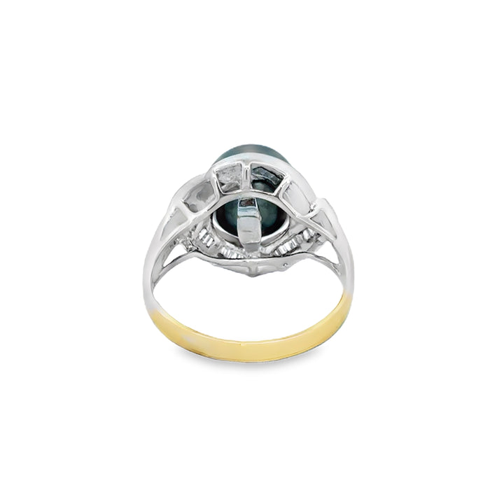 10.5MM South Sea Tahitian Pearl 0.45 CTW Diamond 18K White Gold Ring