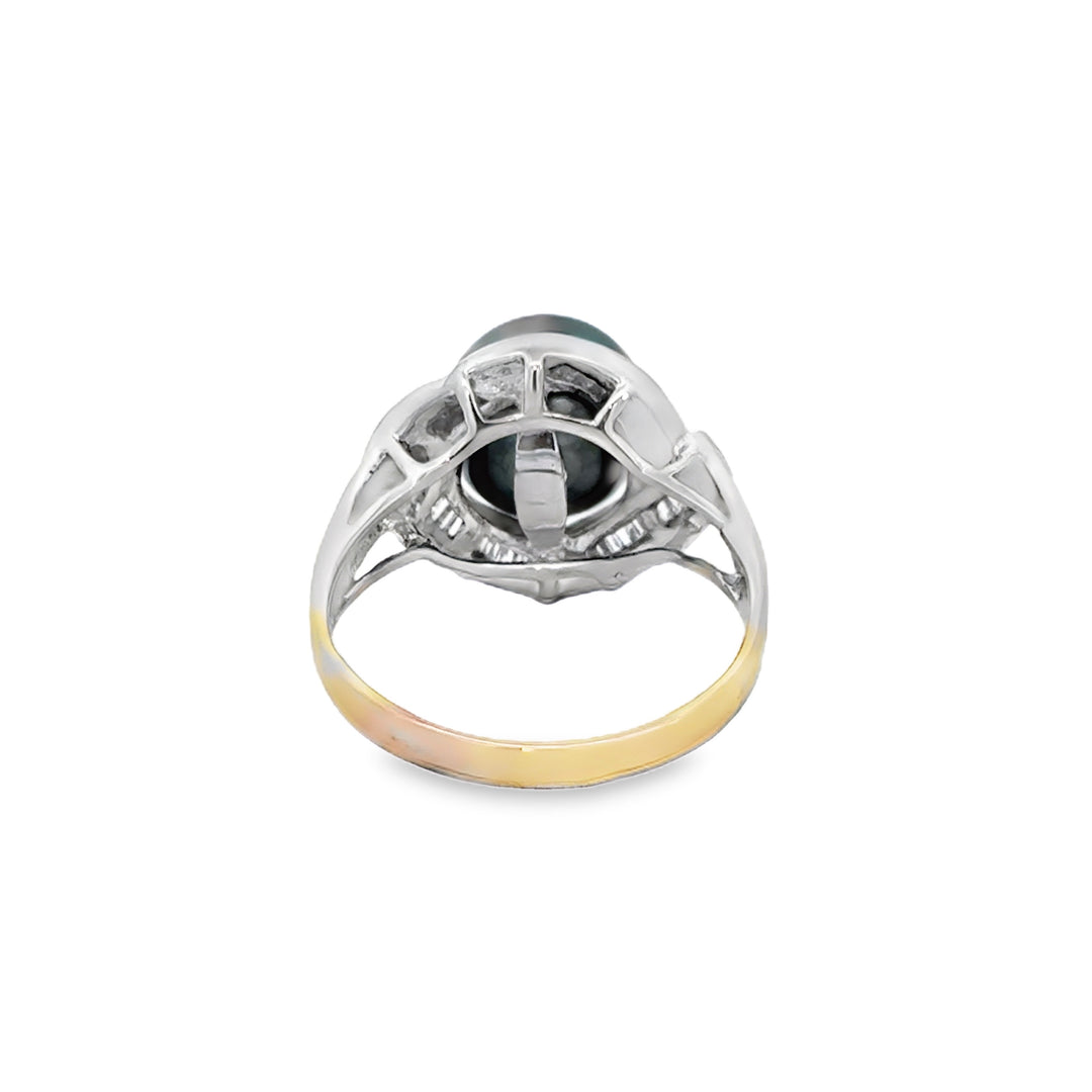 10.5MM South Sea Tahitian Pearl 0.45 CTW Diamond 18K White Gold Ring