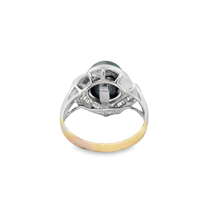 10.5MM South Sea Tahitian Pearl 0.45 CTW Diamond 18K White Gold Ring