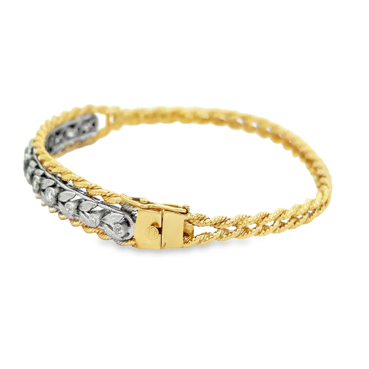 0.75 CTW Diamond 14K Yellow Gold & Platinum Bracelet