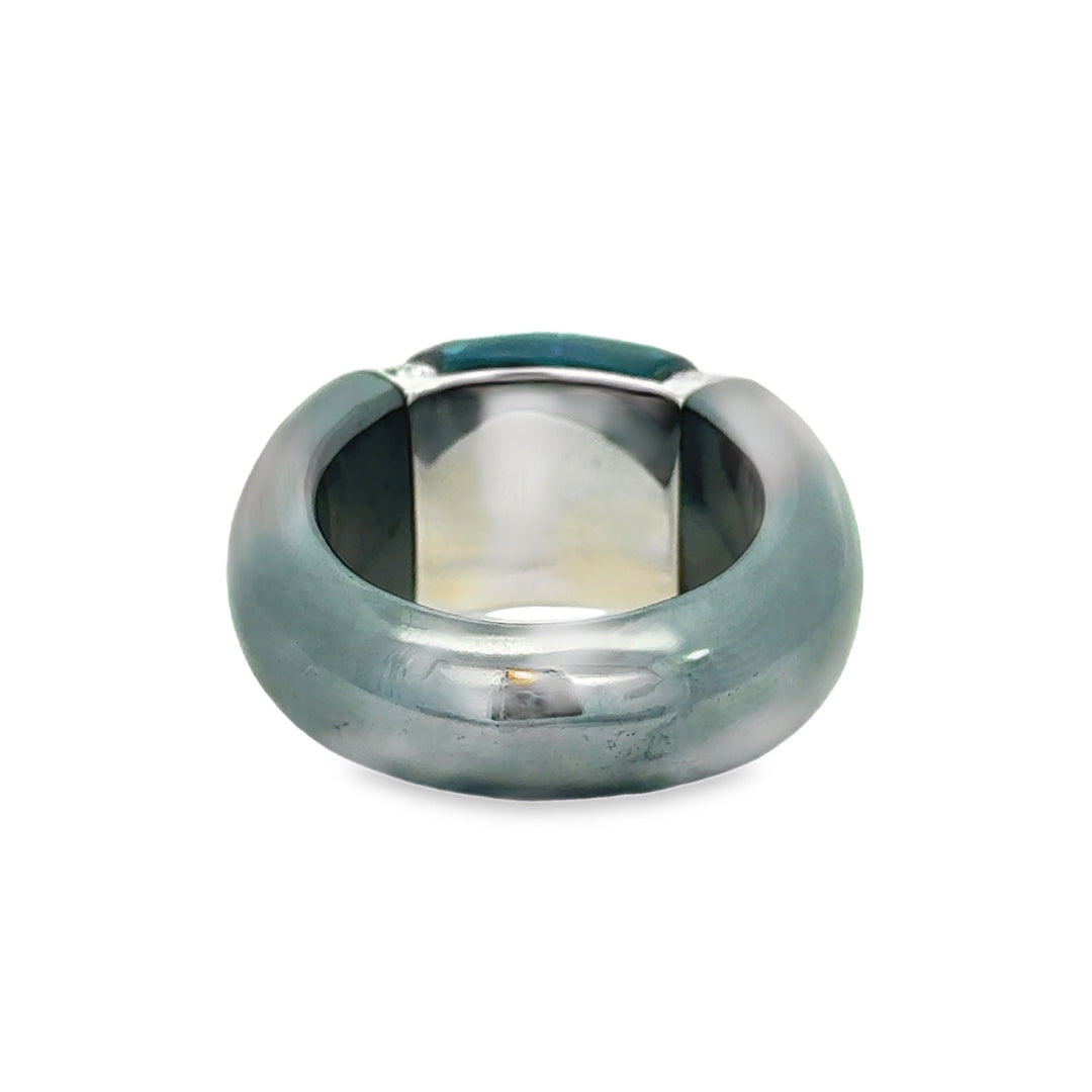Blue Topaz &amp; 0.10 CTW Diamond 14K White Gold and Tungsten Ring