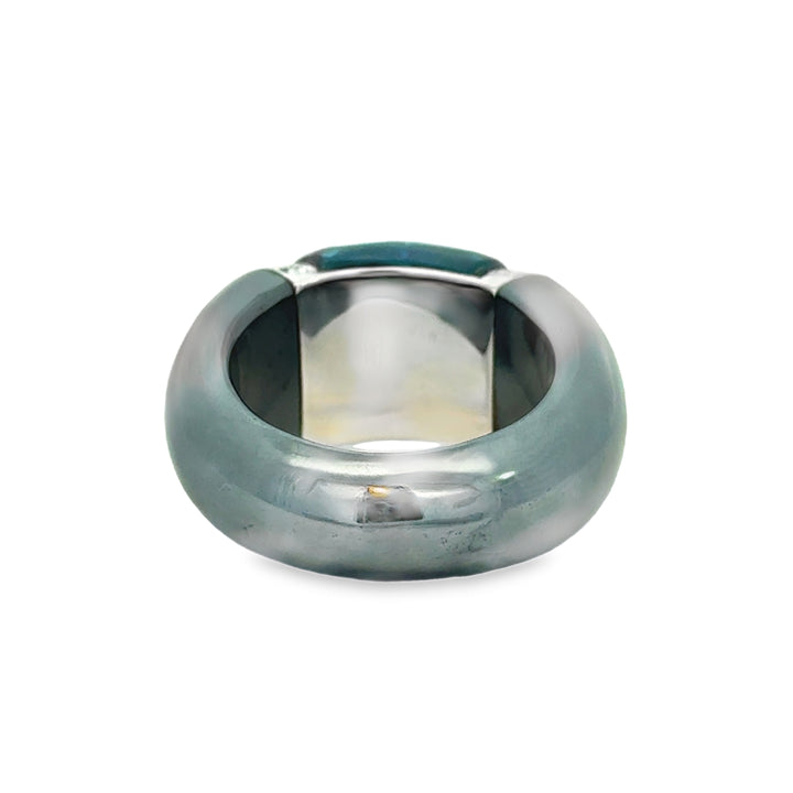 Blue Topaz &amp; 0.10 CTW Diamond 14K White Gold and Tungsten Ring