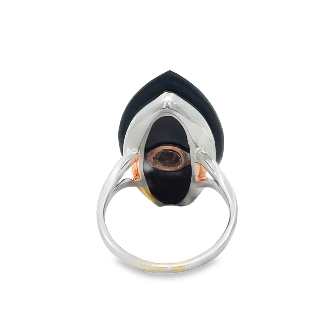 0.25 CTW Diamond & Onyx 18K White Gold Ring