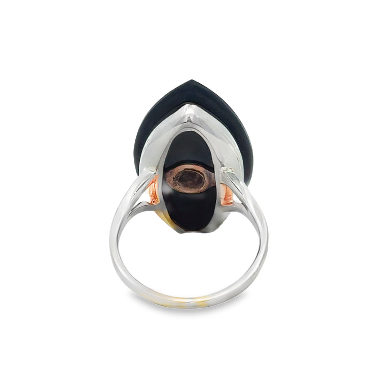 0.25 CTW Diamond & Onyx 18K White Gold Ring