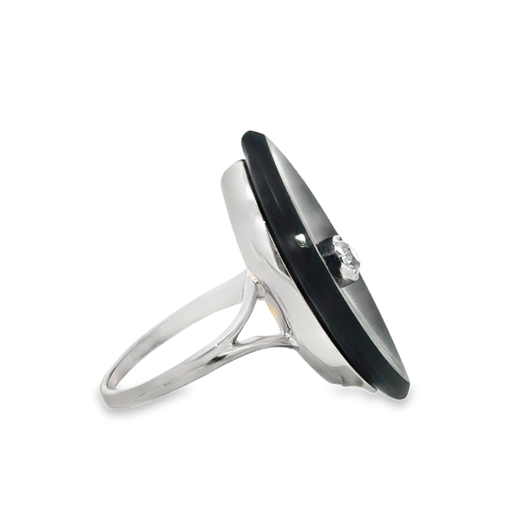 0.25 CTW Diamond & Onyx 18K White Gold Ring