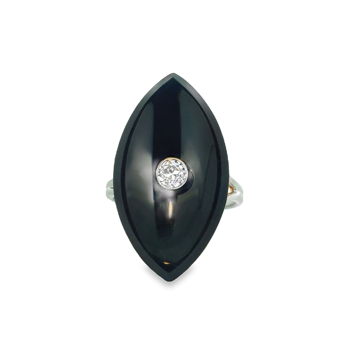 0.25 CTW Diamond & Onyx 18K White Gold Ring