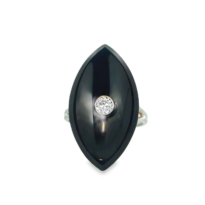 0.25 CTW Diamond & Onyx 18K White Gold Ring